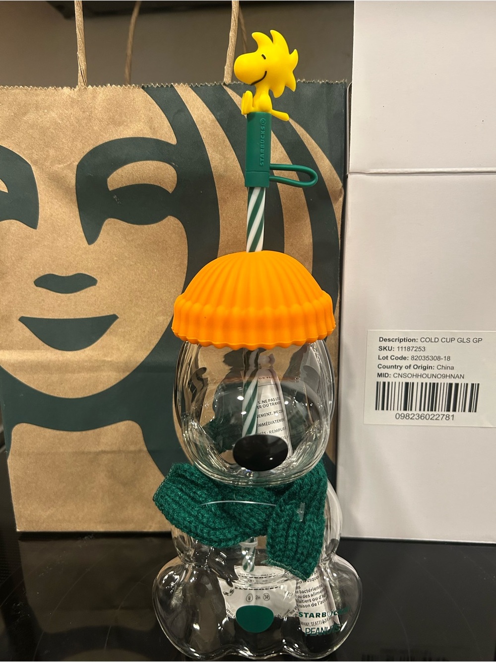 Starbucks Snoopy Peanuts Cold Cup Glass